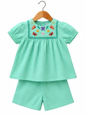 Cotton Girls Top & Shorts Set