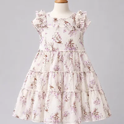 🌸 Girls Floral Layered Maxi Dress with lined cotton (Elegant Frill Style)