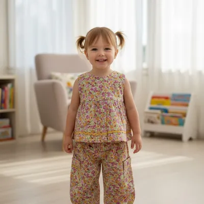 Floral Co-Ord Set Sleeveless Top & Balloon Pants