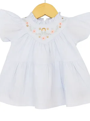 Sky Blue Embroidered Cotton Frock