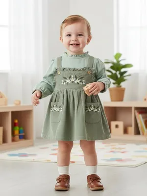 Light Winter Corduroy Dungaree Dress