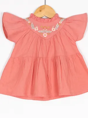 Girls Pink Floral Cotton Frock
