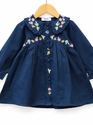Floral Embroidery & Ruffled Collar