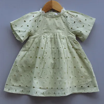 Pastel Green Cotton Eyelet Frock