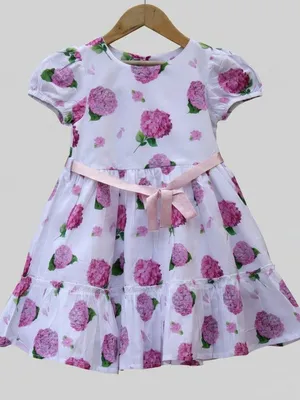 White & Pink Floral Cotton Dress