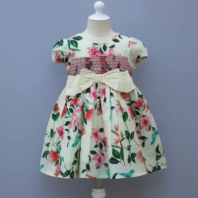 Floral Kids smocked bodice Dress