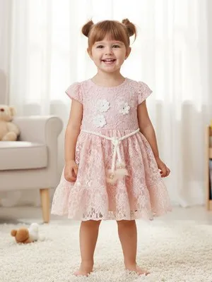 Peach Mist Chikan Net Frock