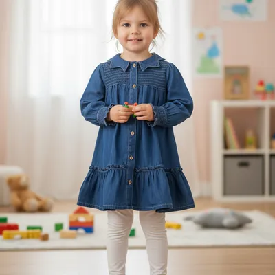 Stylish Denim Dress  2-Piece Casual Outfit Set
