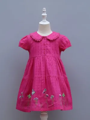 Embroidered Floral Hem & Peter Pan Collar.