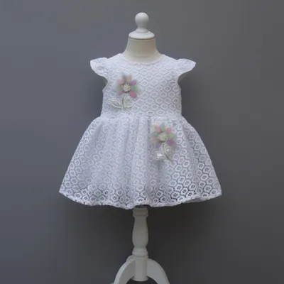 White Lace Party Wear Frock for Girls