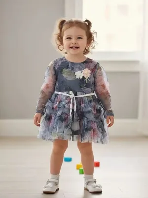 Floral Net Party Wear Frock for Baby Girls | Layered Ruffle Design