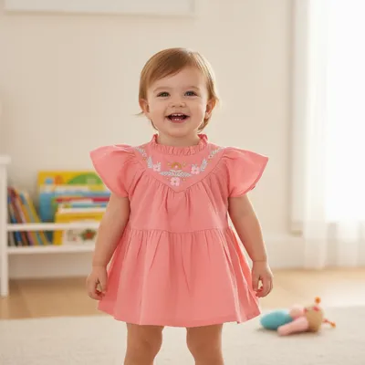 Girls Pink Floral Cotton Frock