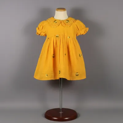 Mustard Yellow Embroidered  Frock