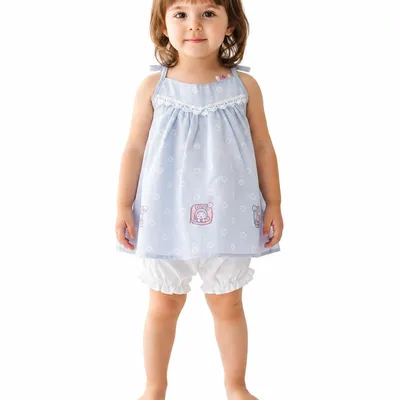 Girls Cotton Printed Sleeveless Top and Bloomer Shorts Set Soft Comfortable Summer Wear for Toddlers