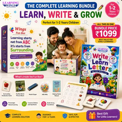Toddler Complete Kit | Wings Fun Box + Write & Learn Letters Book | Early Learning for Toddlers 1-3 Years