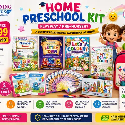 Learning Wings Home Preschool Kit | Playway / Pre-Nursery (Age 2–3 Years) | Complete Preschool Learning Kit
