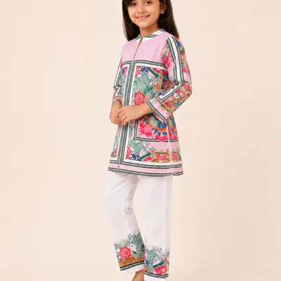 Pink Floral Printed Kurta Co-Ords Set