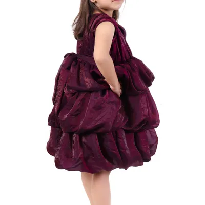 Girls Wine Shimmer Balloon Birthday Party Dress