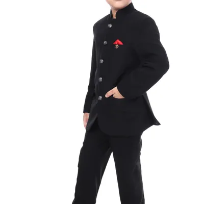 Boys Classic Black Jodhpuri Bandhgala Suit 2 Piece
