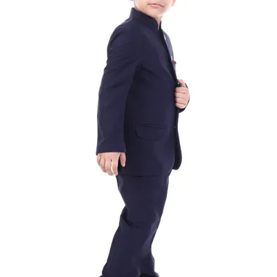 Boys Navy Blue Jodhpuri Bandhgala Party Suit 2 Piece