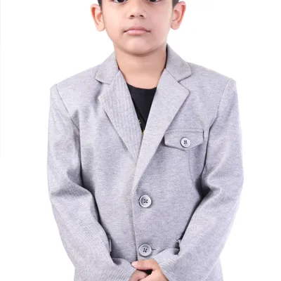 Boys Grey Premium Structured Blazer Smart Party Wear