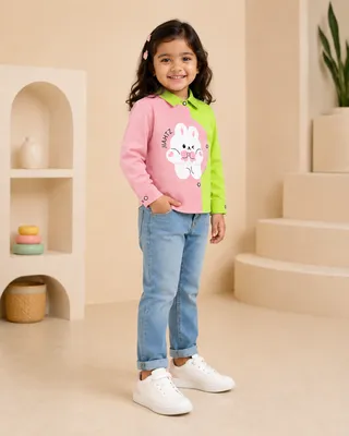 Pink & Green Colourblock Shirt