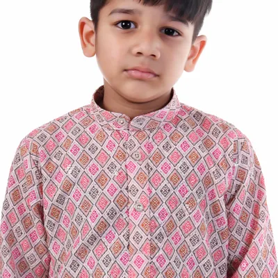 Boys Multicolor Ethnic Printed Kurta Pajama Set