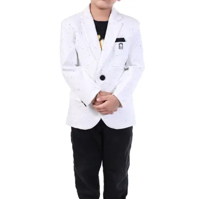 Boys White Speckle Textured Premium Blazer