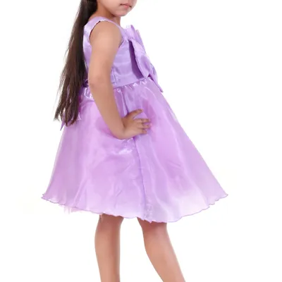 Girls Lavender Shimmer Rhinestone Bow Party Dress