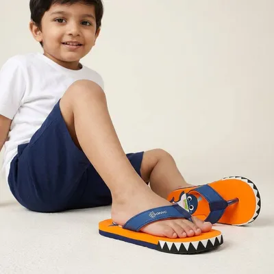 Premium Shark V Shape Flip Flops With Foxing Unisex Orange