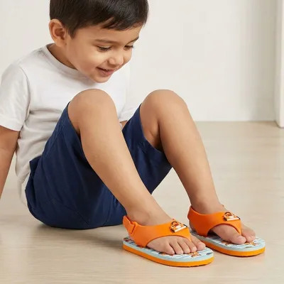 Premium Jeep Jellies Flip Flops For Kids Orange Unisex Orange