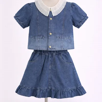 Denim Blue Skirt Set (CA035)