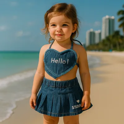 Dark Blue Denim Skirt Set (SW023)