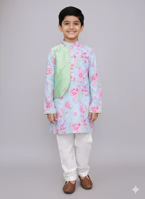 Pink rose print kurta set