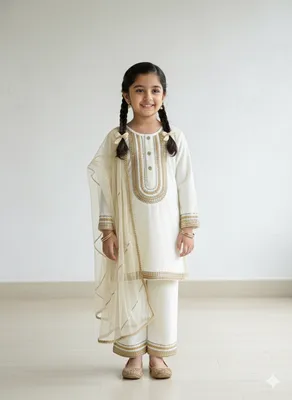 Off White Velvet Kurta Co-ord Set
