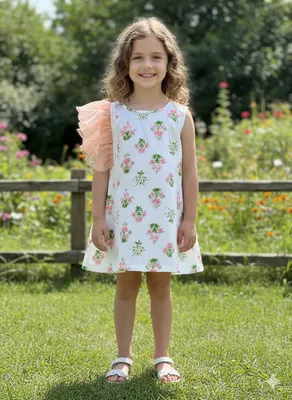 White floral print frill dress