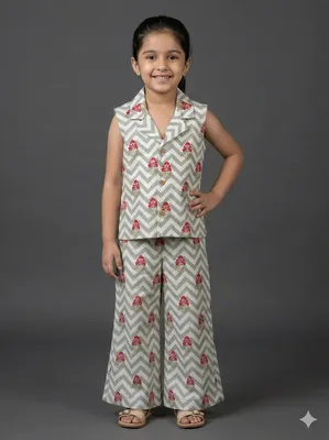 Grey floral print co-ord set