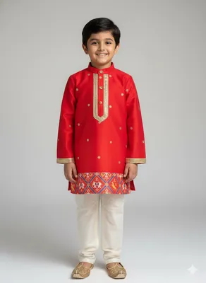 Red Patola Print Kurta Set