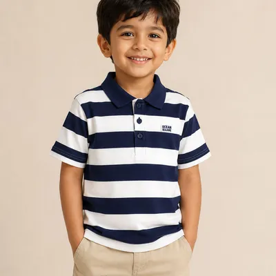 Organic Cotton Polo Tshirt-Blue