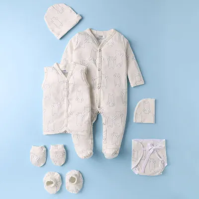 Organic Cotton 7 Pc New Born Set- Bear