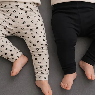 Organic Cotton Leggings Black And White- set of 2