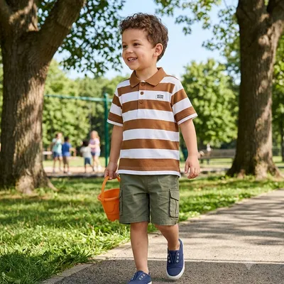 Organic Cotton Polo Tshirt-Brown