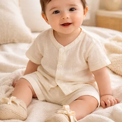 Crinkled Prewashed Muslin Sets Offwhite