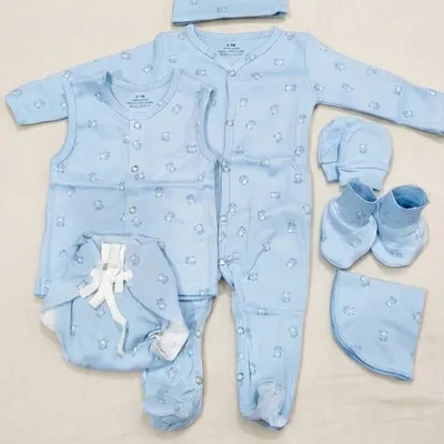 Organic Cotton 7 Pc New Born Set- Teddy