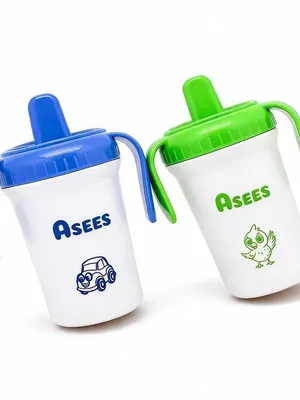 Blue And Green Baby Sippy Cups With Handles Set Of 2