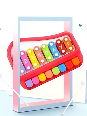 Musical Piano and Xylophone Toy | Non Electronic Musical Sound Toy for Kids (Yellow)