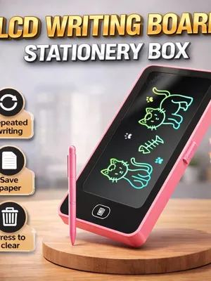 LCD Writing Tablet Pencil Box for Kids, Multi-Functional Drawing Board Case with Erase Button and Stationery Storage for School and Home Use