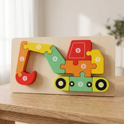 Toddler Wooden Number Puzzles: Animals & Vehicles — JCB