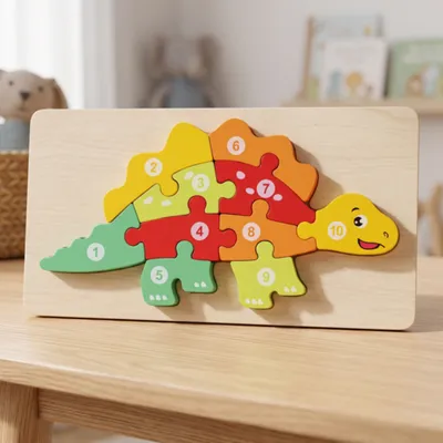 Toddler Wooden Number Puzzles: Animals & Vehicles — Dynoc