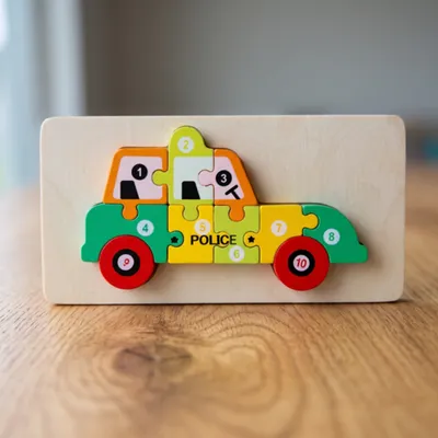Toddler Wooden Number Puzzles: Animals & Vehicles — Car